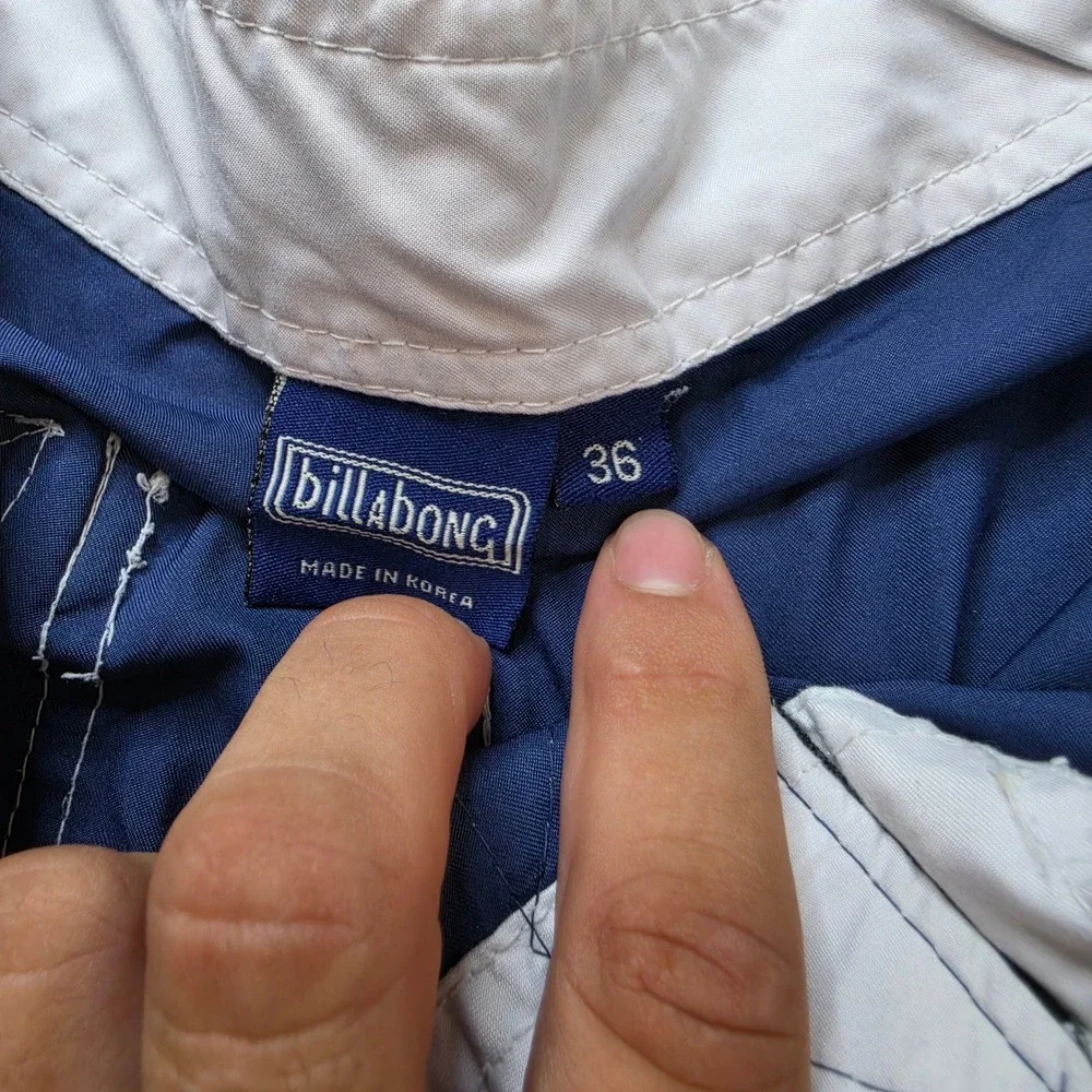 VINTAGE Billabong Board Shorts Mens 36 Blue Red White Colorblock Surf Trunks
